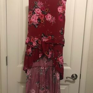 High-low flowered red skirt - Torrid size 1